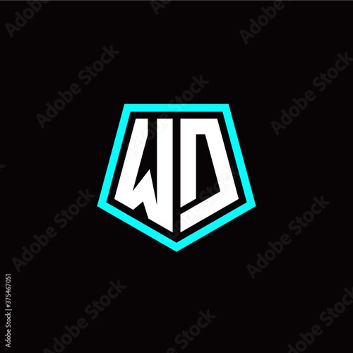 Initial W D letter with polygon modern style logo template vector