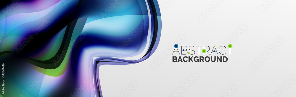 Obraz premium Vector abstract background, flowing liquid style bubble with metallic, color quicksilver chrome texture and color glow effects