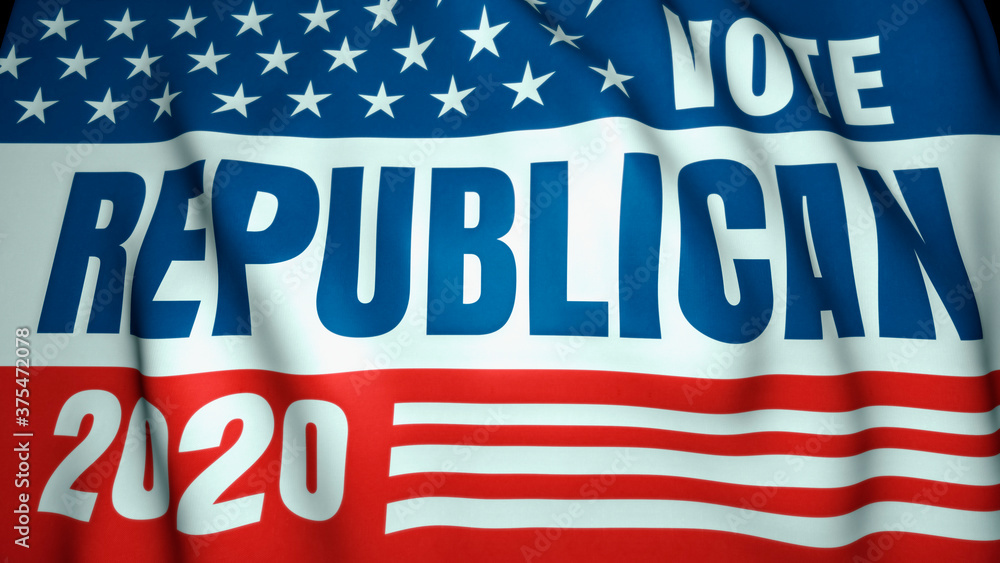 waving flag, vote for us republican party, background, 3d illustration. Election 2020. waving flag, vote for us republican party, background, 3d illustration. Election 2020.