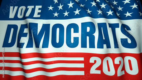 waving flag  vote for us democrats party  background  3d illustration. Election 2020.