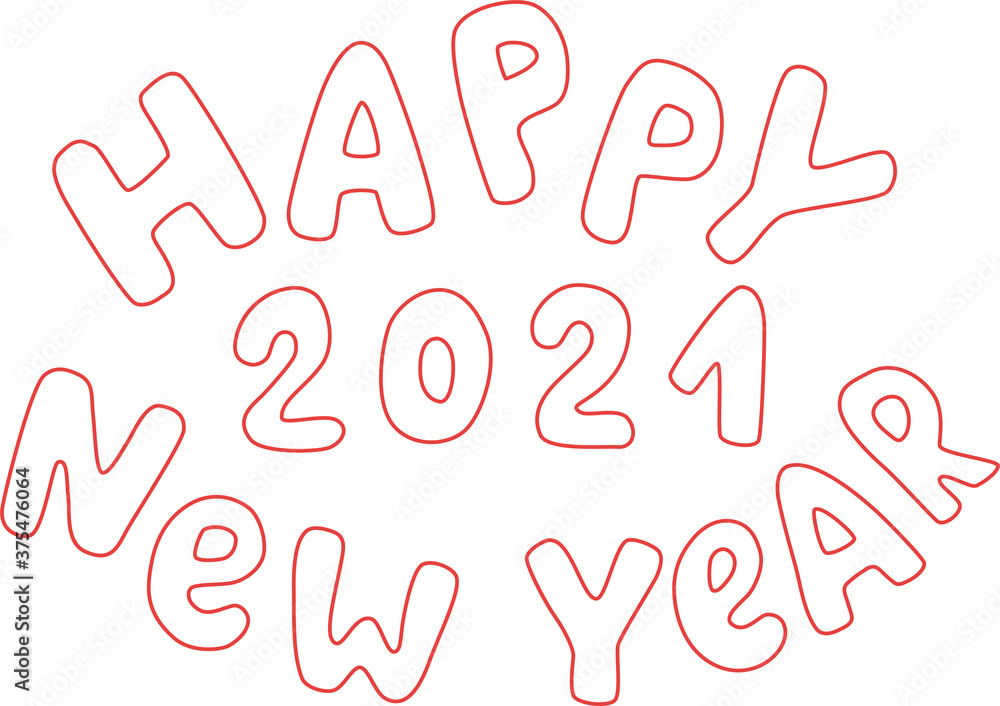 Happy new year 2021 - line art handwritten sign for Christmas decoration. Vector stock template isolated on white background. Happy new year 2021 - line art handwritten sign for Christmas decoration. Vector stock template isolated on white background.