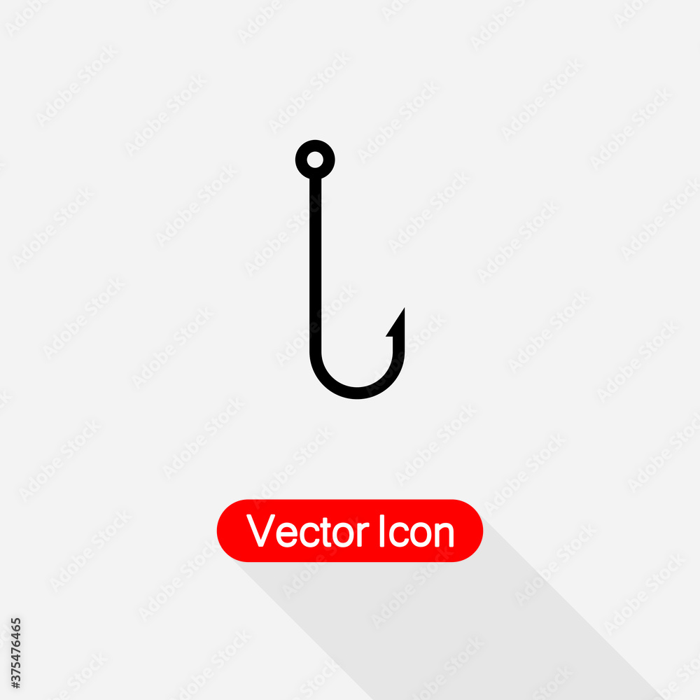 Barbed Fish Hook Icon Vector Illustration Eps10