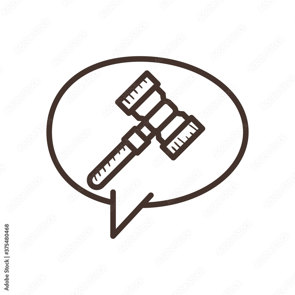 law hammer in bubble line style icon vector design law hammer in bubble line style icon vector design