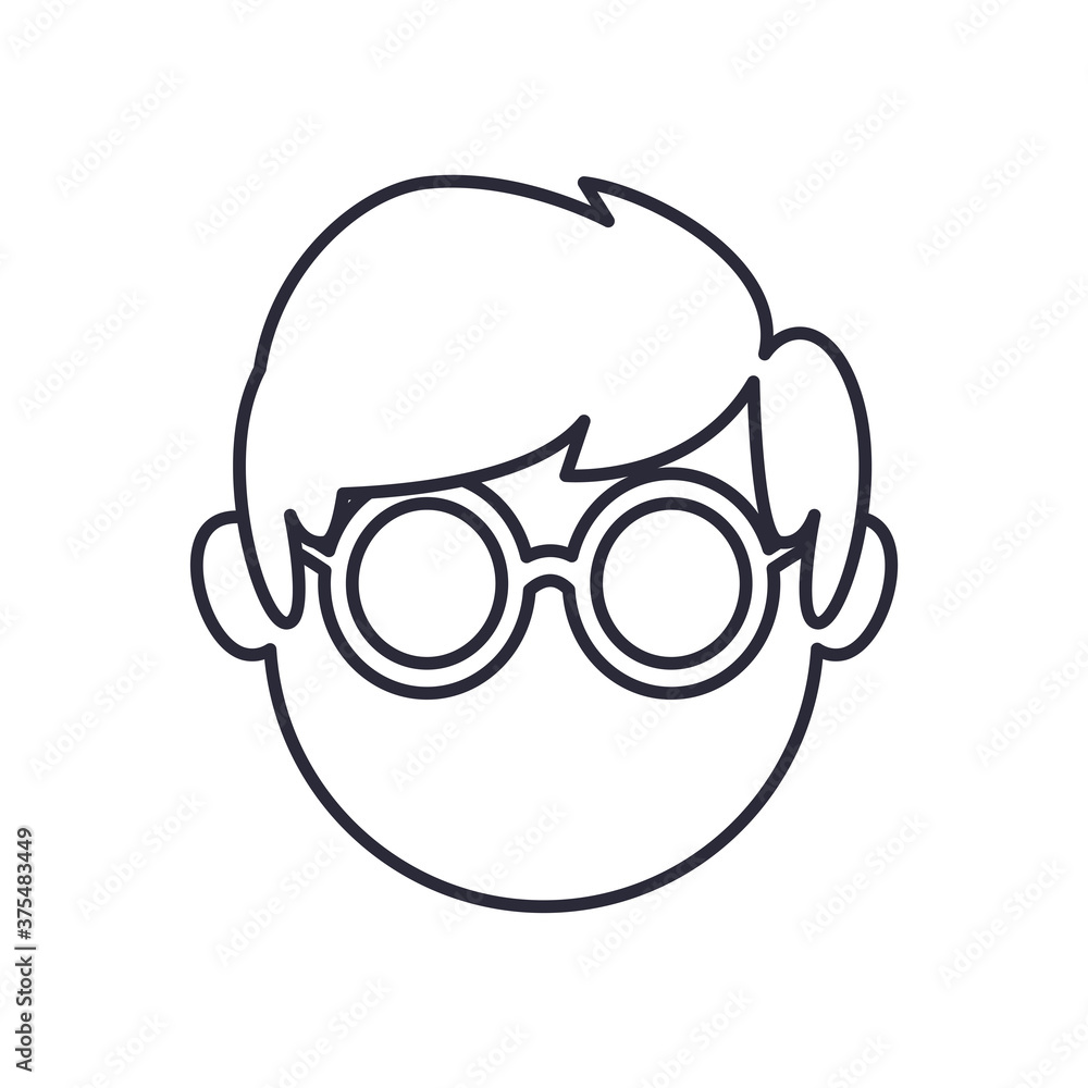 boy head with glasses line style icon vector design boy head with glasses line style icon vector design