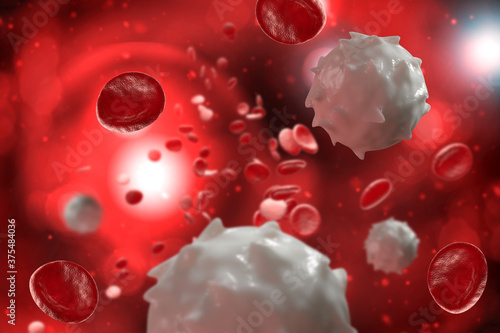 Red White Blood Cells 3D Illustration