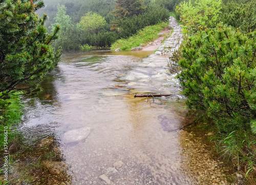 A poured stream on the trail in the Tatra Mountains