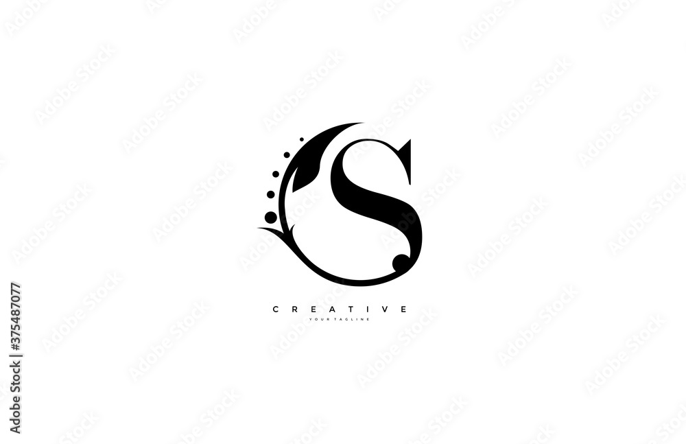 S letter rounded flourishes ornament monogram logo