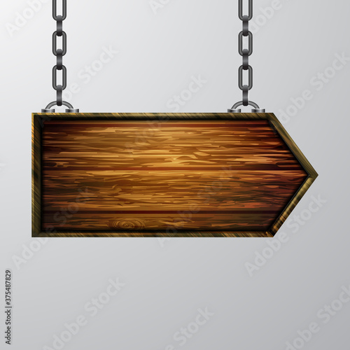 Vector realistic illustration of wooden signboard