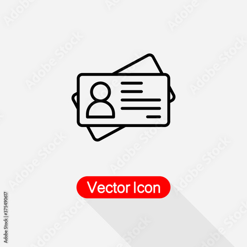 ID Card Icon, Identification Card Icon Vector Illustration Eps10