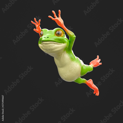 cute little frog is jumping isolated