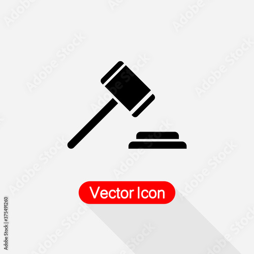 Judge Hammer Icon, Judge Gavel Icon Vector Illustration Eps10