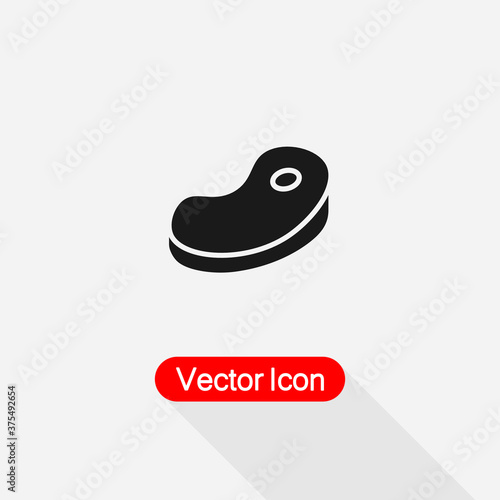 Meat Steak Icon, Raw Beef Steak Symbol Vector Illustration Eps10