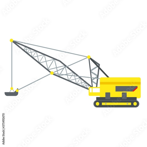 Dragline Excavator Vector Illustration Yellow Black Color