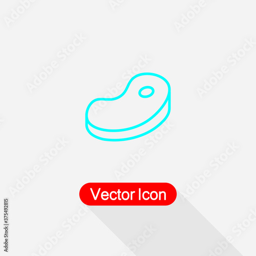Meat Steak Icon, Raw Beef Steak Symbol Vector Illustration Eps10