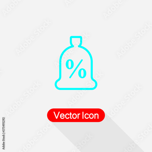 Money Bag Icon, Percentage Icon, Credit Percentage Sign Vector Illustration Eps10