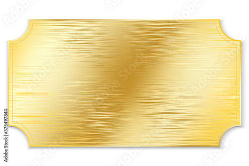 Gold plate. Vector metal plaque made of gold. Brushed old gold board. Stock photo.