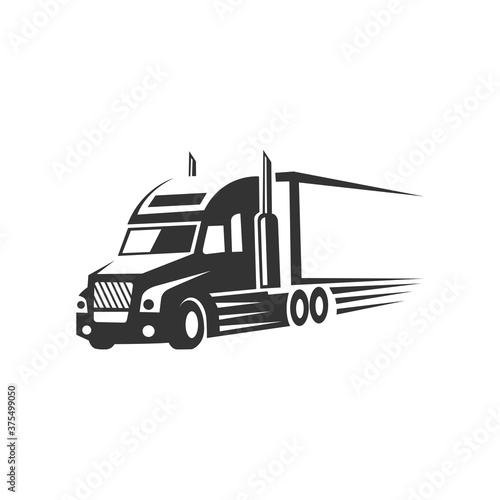 truck logistic vector silhouette logo template. perfect for delivery or transportation industry logo. simple with dark grey color