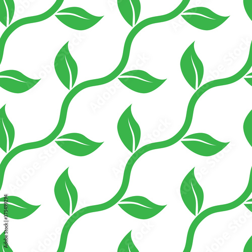 green leaf freshness nature seamless pattern ornament template design vector