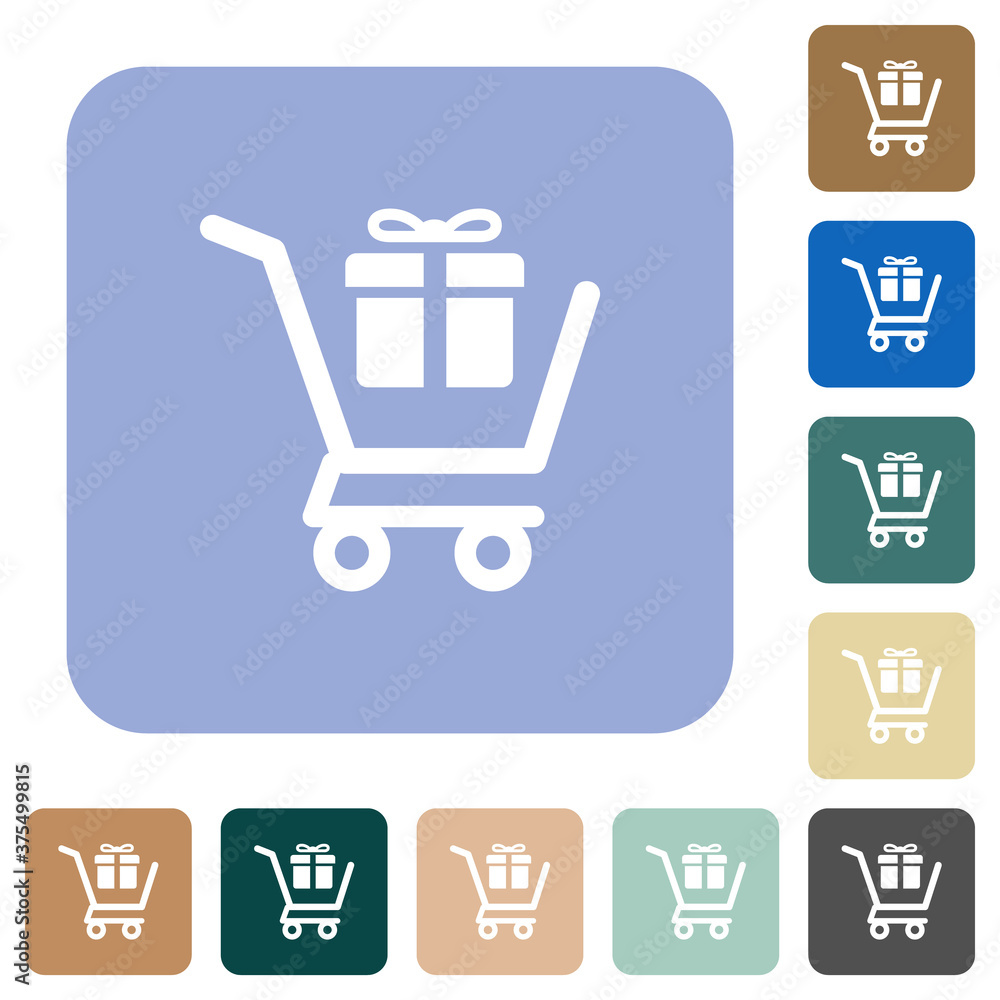 Gift shopping rounded square flat icons Gift shopping rounded square flat icons