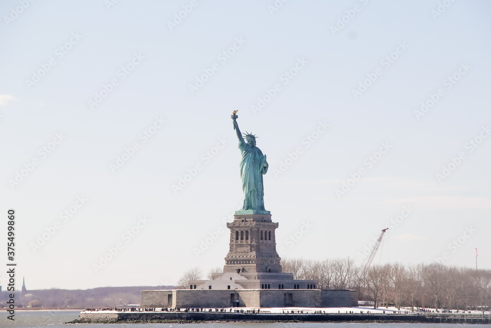monumento estatua de la libertad, vista desde el ferry