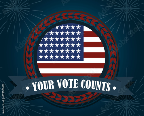 american flag your vote counts, politics voting and elections USA, make it count