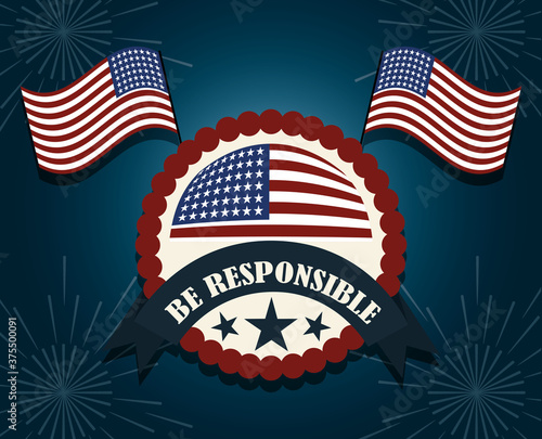american flags label emblem national, politics voting and elections USA, make it count