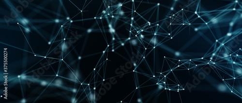 Fototapeta Naklejka Na Ścianę i Meble -  Abstract futuristic - technology with polygonal shapes on dark blue background. Design digital technology concept. 3d illustration.