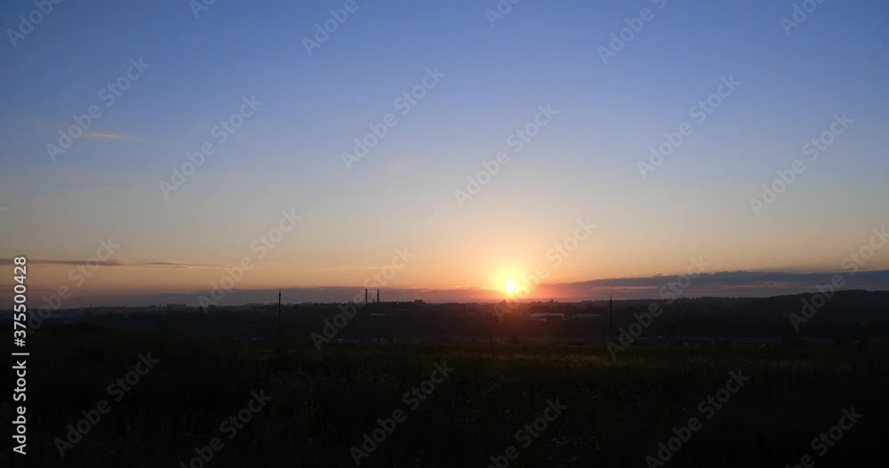 Sunrise from horizon in the industrial zone from the clouds Sunrise from horizon in the industrial zone from the clouds