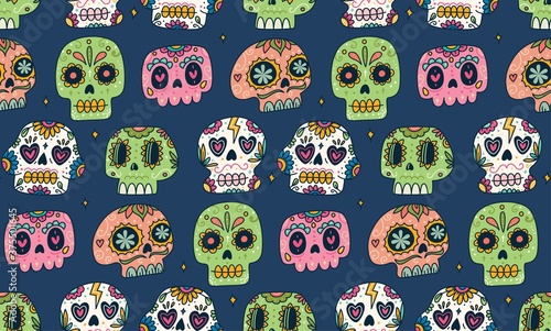 sugar skull seamless pattern vector illustration