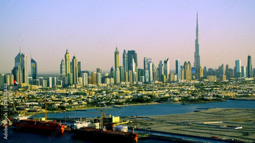 A picture-perfect view of the Dubai skyline with the extreme long shot ...