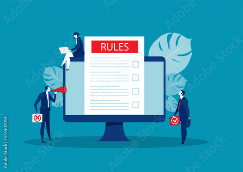 Businessman presentation about rules concept business online concept of internet.