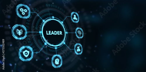 Successful team leader.  Business leadership concepts. A successful team leader is a manager market leader