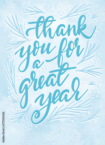 Thank you for a great year hand lettered message