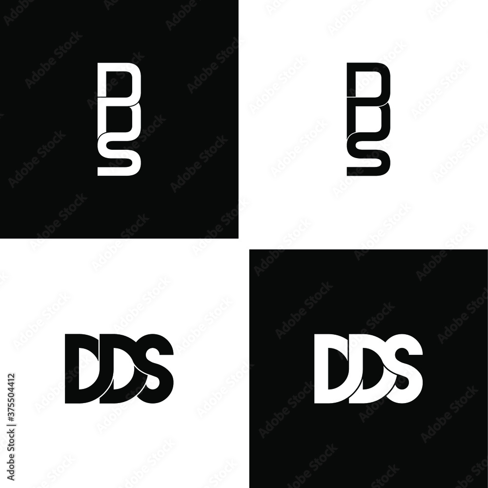 dds lettering initial monogram logo design set vector de Stock | Adobe Stock