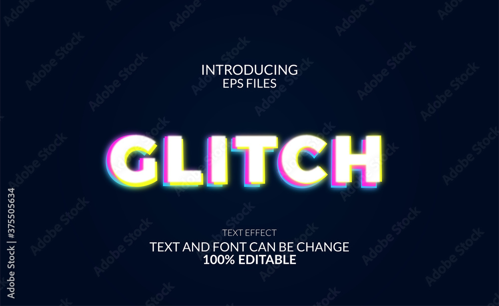 Glitch dynamic and distortion glow text effect. editable text and font.
