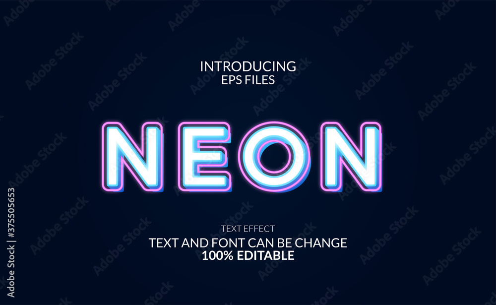 glow neon font effect. editable font and text. pink outline and white glow.