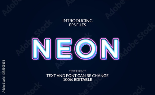 glow neon font effect. editable font and text. pink outline and white glow.