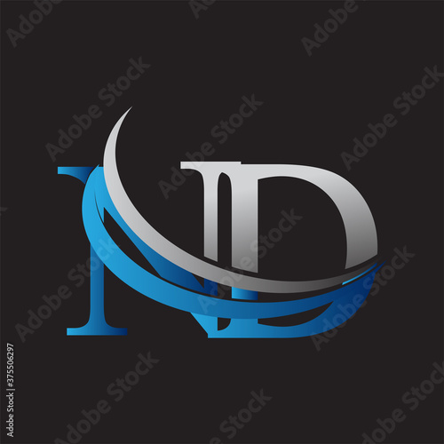 initial letter ND logotype company name colored blue and grey swoosh design. vector logo for business and company identity. photo