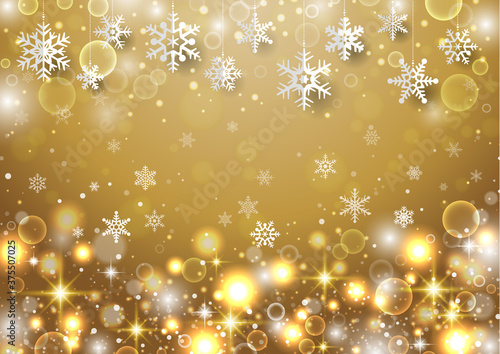 雪の結晶がぶら下がった クリスマス用背景