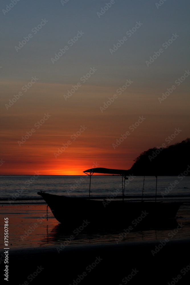 Boat during sunset in Costa Rica Boat during sunset in Costa Rica
