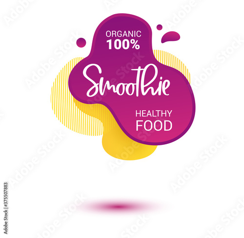 Smoothie vector label. Bright and shine stickers, labels, tags and banners for smoothie. For badges of fresh market, detox, farmers market, eco shop, smoothies drinks, juice cafe, green bar.