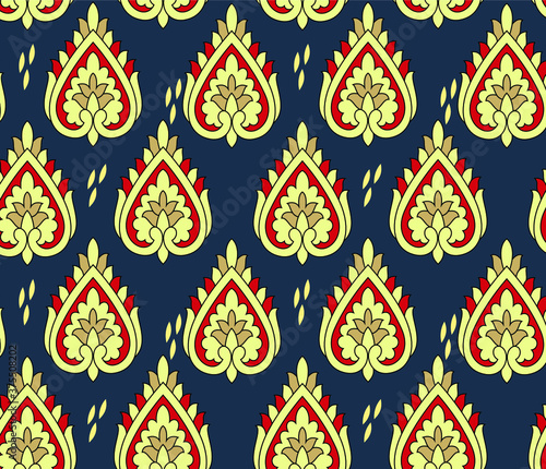 traditional Indian paisley pattern on blue  background