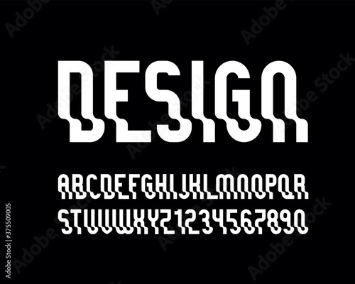 vector of stylized wavy font and alphabet