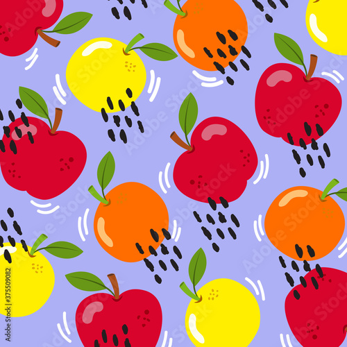  fruits apple oranges pattern background concept illustration vector