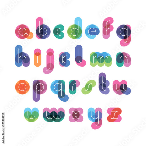 font from colorful thick figures for a background with thin white letters