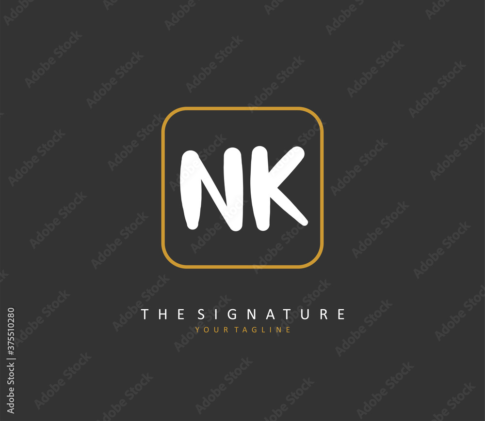 N K NK Initial letter handwriting and signature logo. A concept handwriting initial logo with template element. N K NK Initial letter handwriting and signature logo. A concept handwriting initial logo with template element.