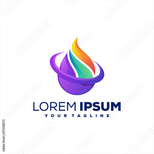abstract flame gradient logo design