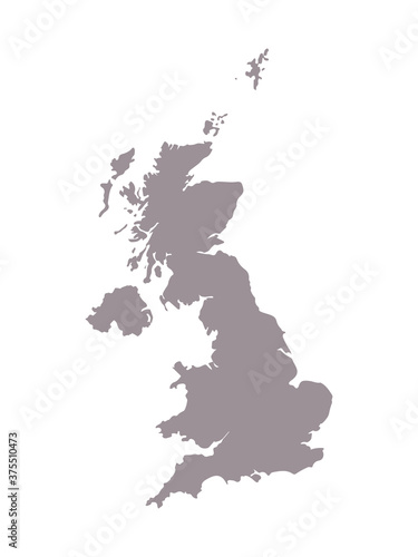 United Kingdom blank map silhouette. High detailed editable gray map of England. European country borders vector illustration on white background