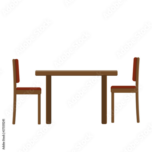Table and chairs isolated on a white background  color vector illustration in flat style  clipart  design  decoration