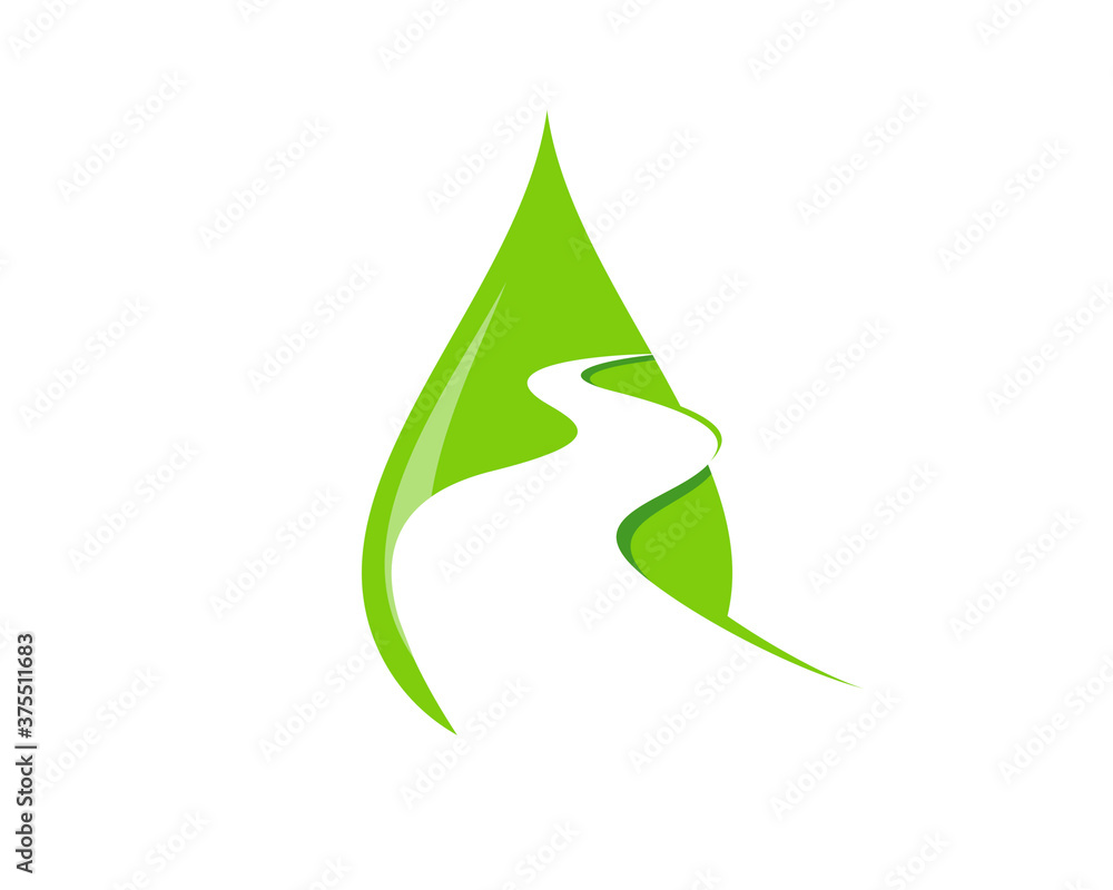 Green liquid droplet with road way inside Green liquid droplet with road way inside